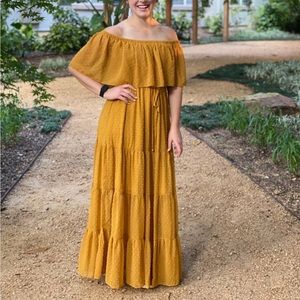 Baltic Born Swiss Dot Maxi Dress - Mustard